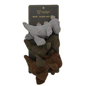 NANDOG PET GEAR ~ Mini Dinosaurs - Set of Three ~ Squeaky Dog Toy